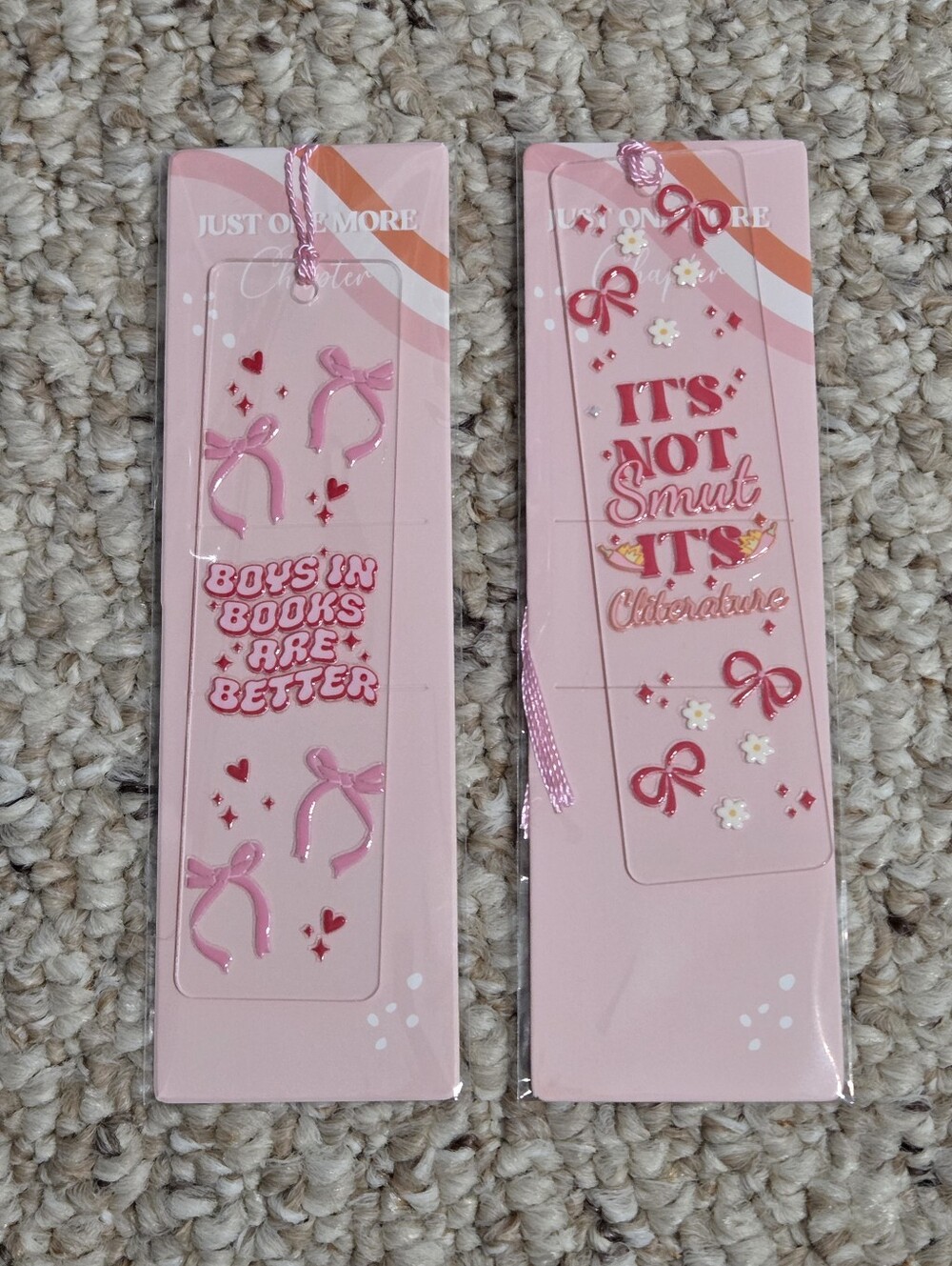 Hand Crafted Pink Bow & Floral Bookmark Set